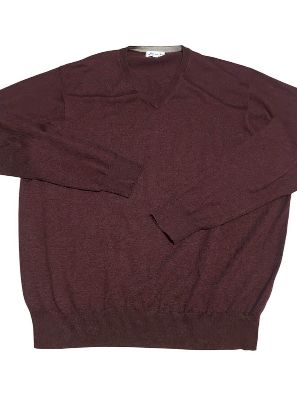 Peter Millar Men's V-Neck Sweater - Burgundy